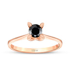 0.29 Karat Schwarz Stein Solitär Ring
