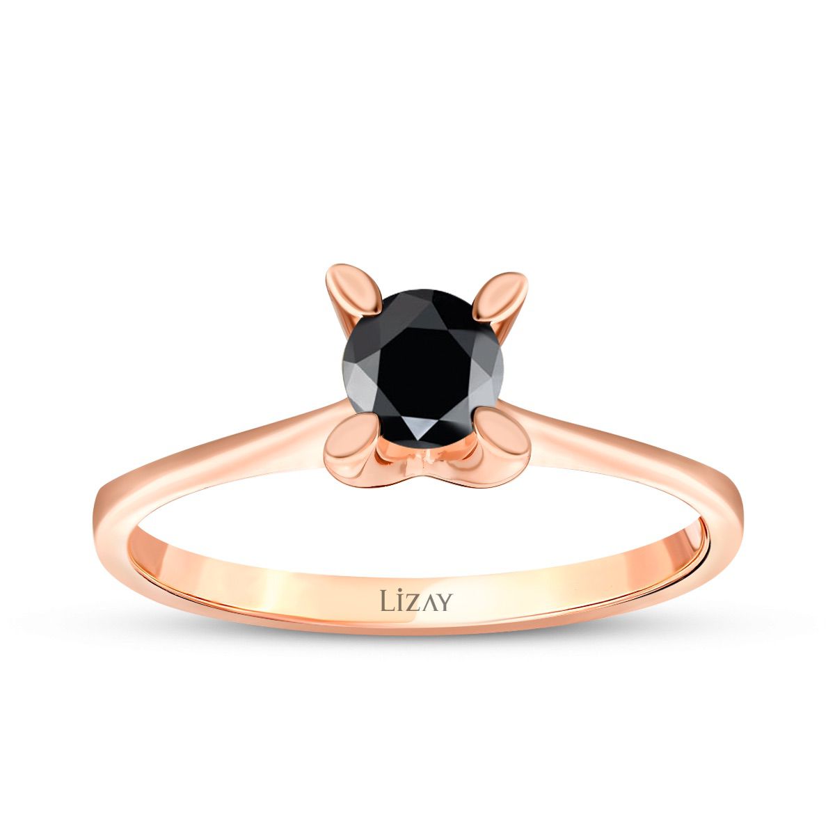0.29 Karat Schwarz Stein Solitär Ring