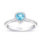 0.67 Karat Diamant Blue Topaz Herz Ring
