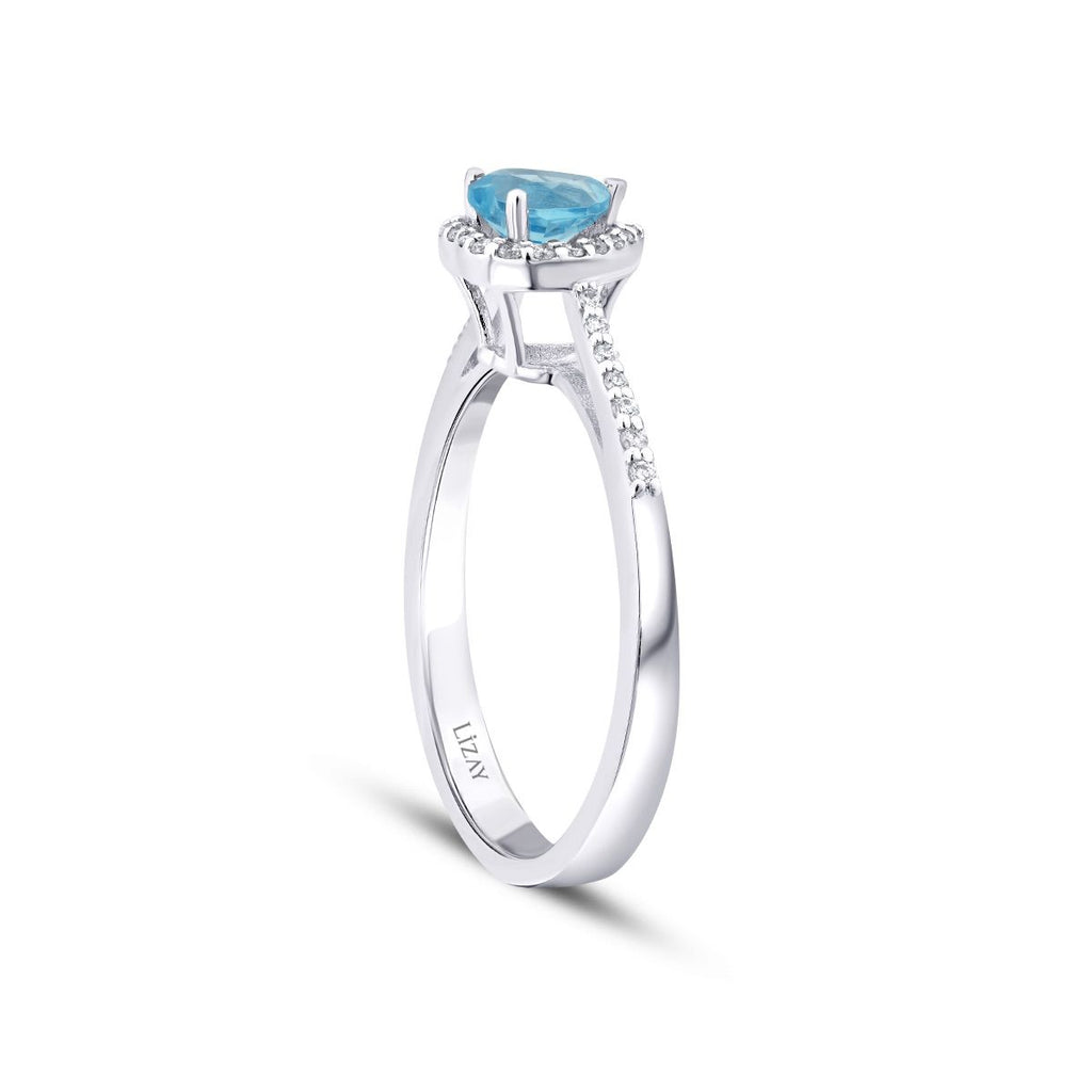 0.67 Karat Diamant Blue Topaz Herz Ring