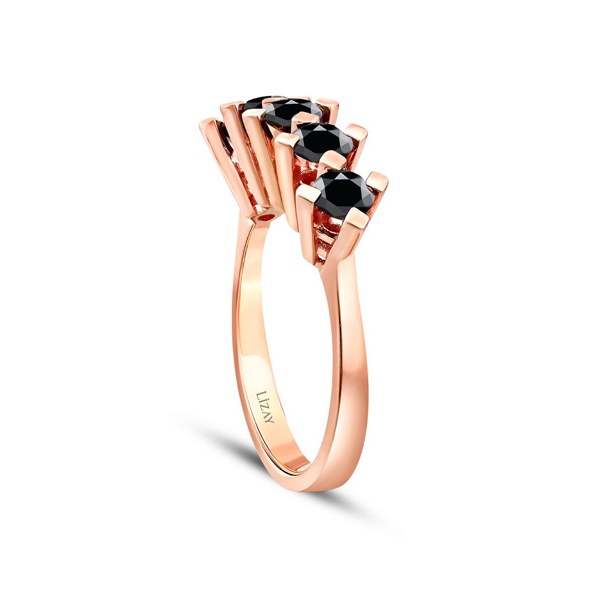 1.08 Karat Schwarz Stein Fünf-Stein Ring