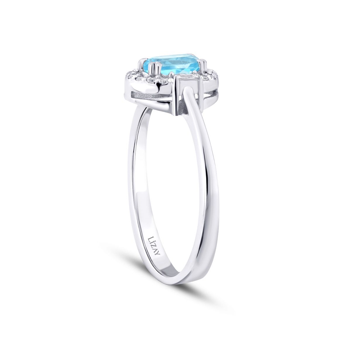 0.67 Karat Diamant Blue Topaz Baguette Ring