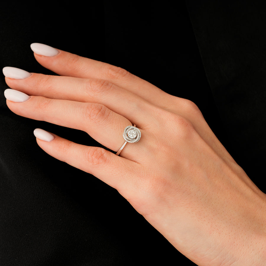 0.28 Karat Diamant Rund Detailreiches Ring