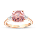 2.63 Karat Diamant Morganit Quadrat Ring
