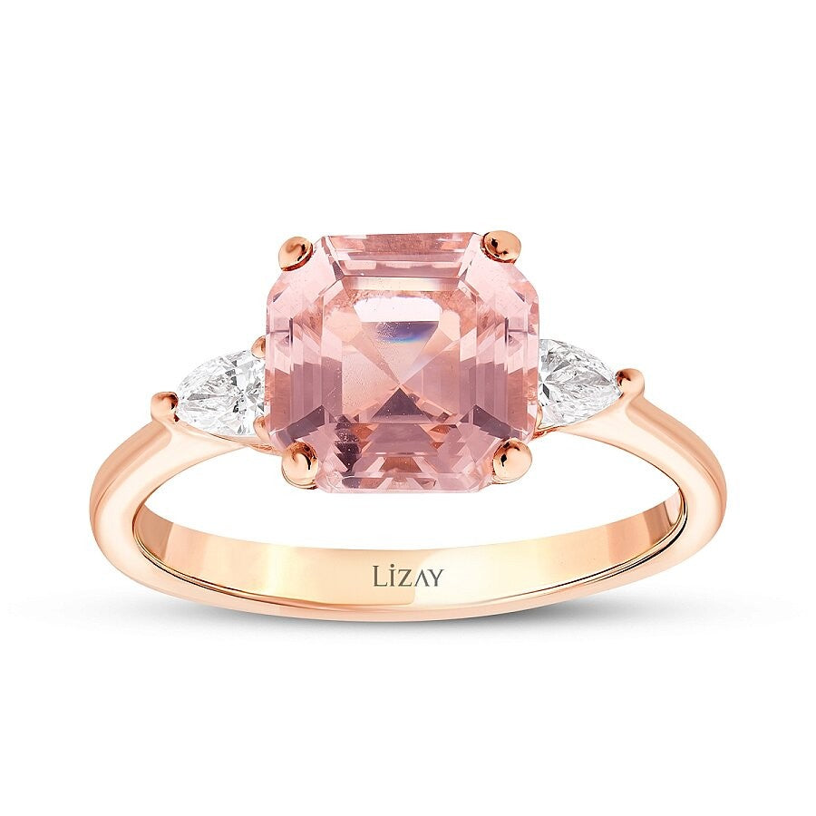 2.63 Karat Diamant Morganit Quadrat Ring