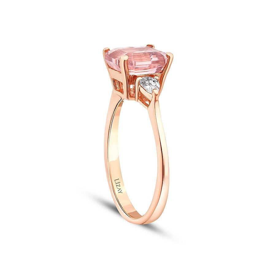 2.63 Karat Diamant Morganit Quadrat Ring
