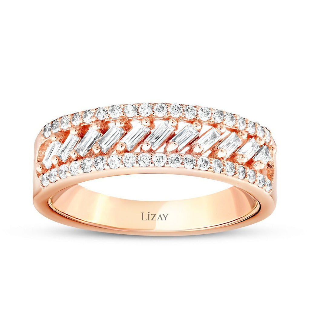 0.45 Karat Diamant Baguette Detailreiches Trend Ring