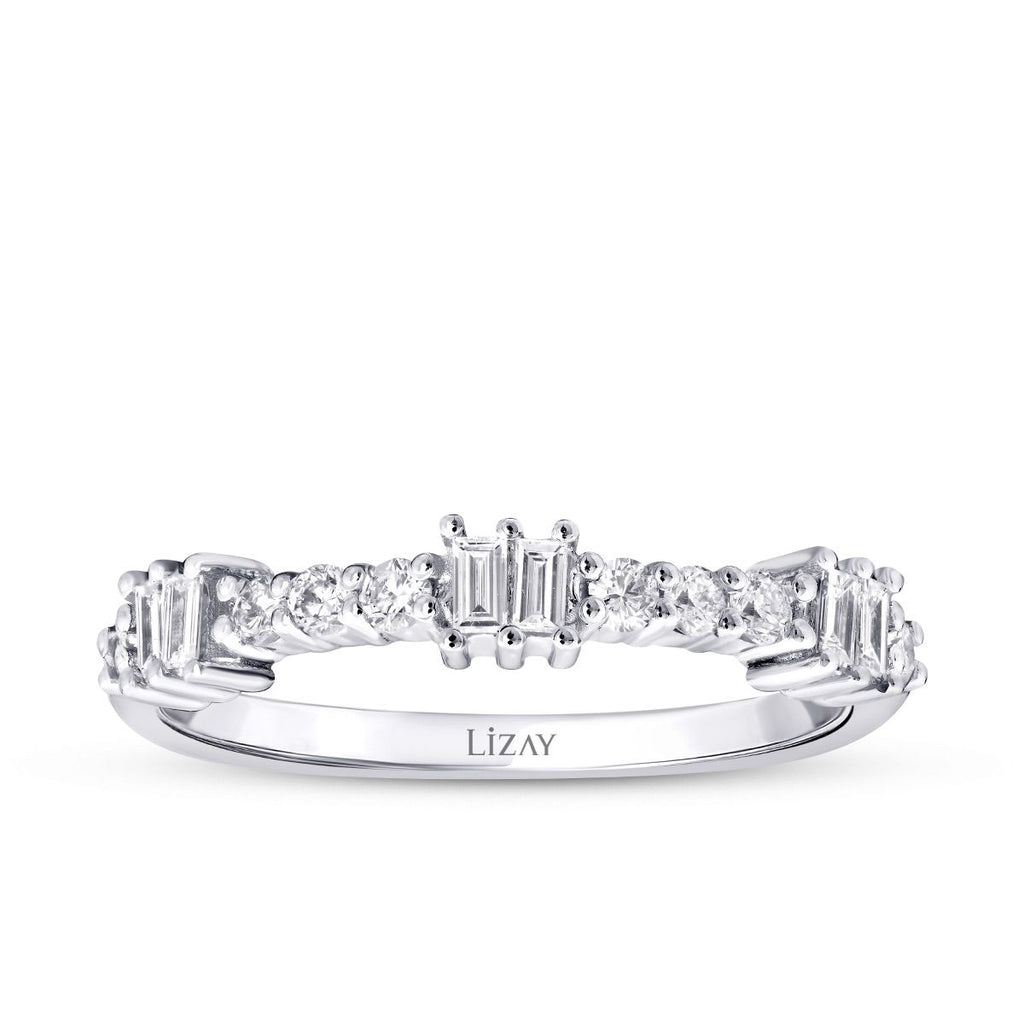 0.34 Karat Diamant Baguette Detailreiches Ring