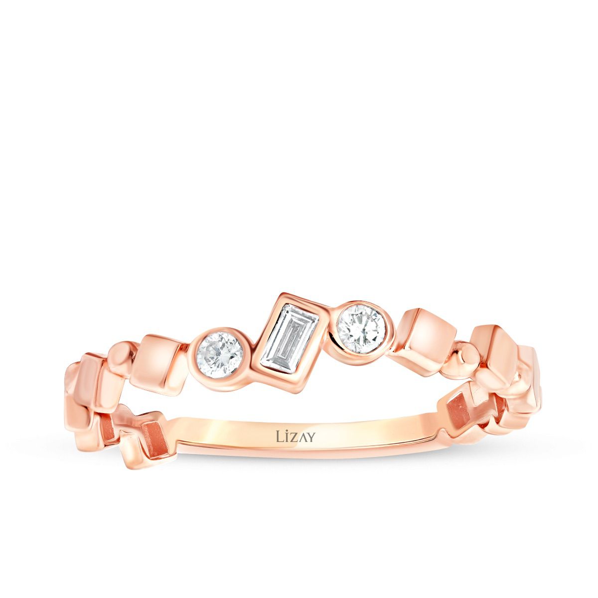 0.11 Karat Diamant Baguette Stein Asymmetrisch Ring