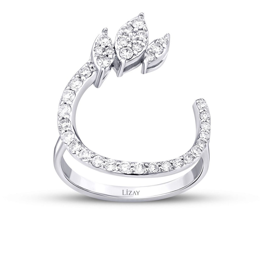 0.52 Karat Diamant Rund Detailreiches Ring