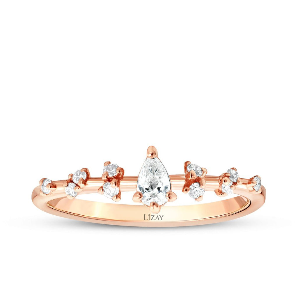 0.22 Karat Diamant Tropfen Solitär Ring
