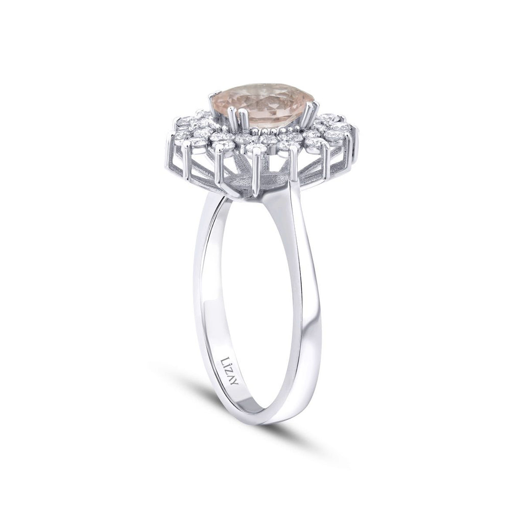 1.64 Karat Diamant Morganite Ring