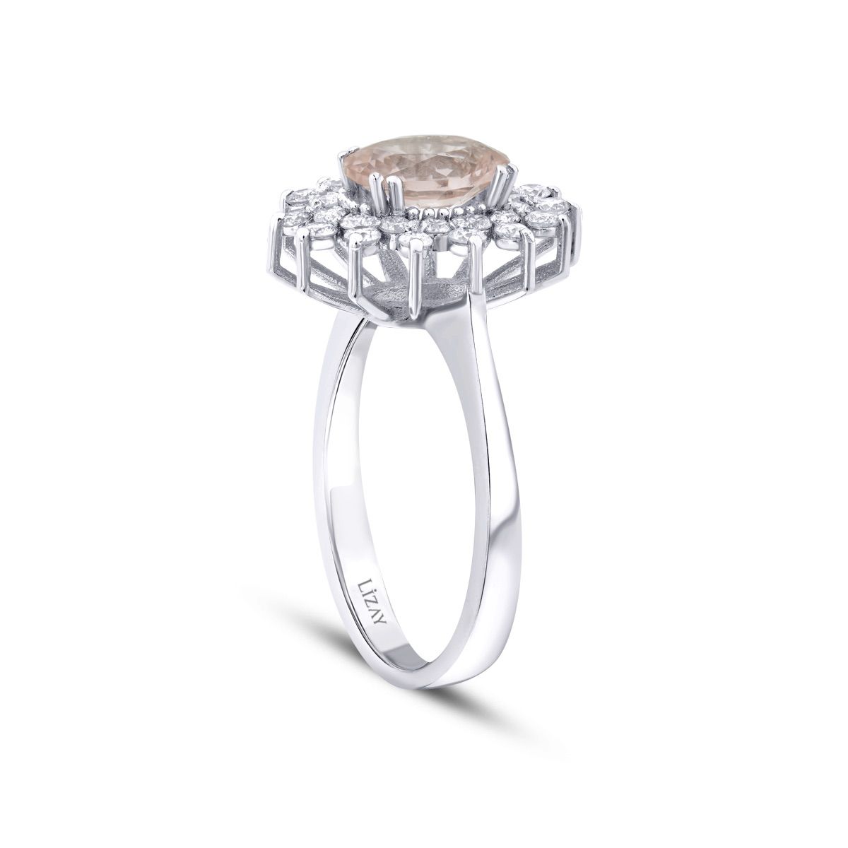 1.64 Karat Diamant Morganite Ring