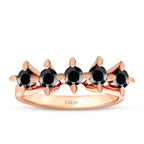 1.94 Karat Schwarz Stein Fünf-Stein Ring