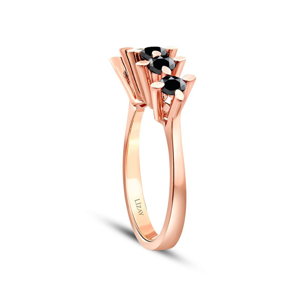 1.94 Karat Schwarz Stein Fünf-Stein Ring