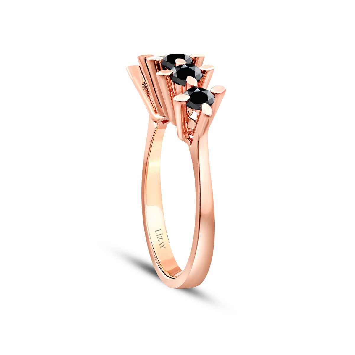 1.94 Karat Schwarz Stein Fünf-Stein Ring