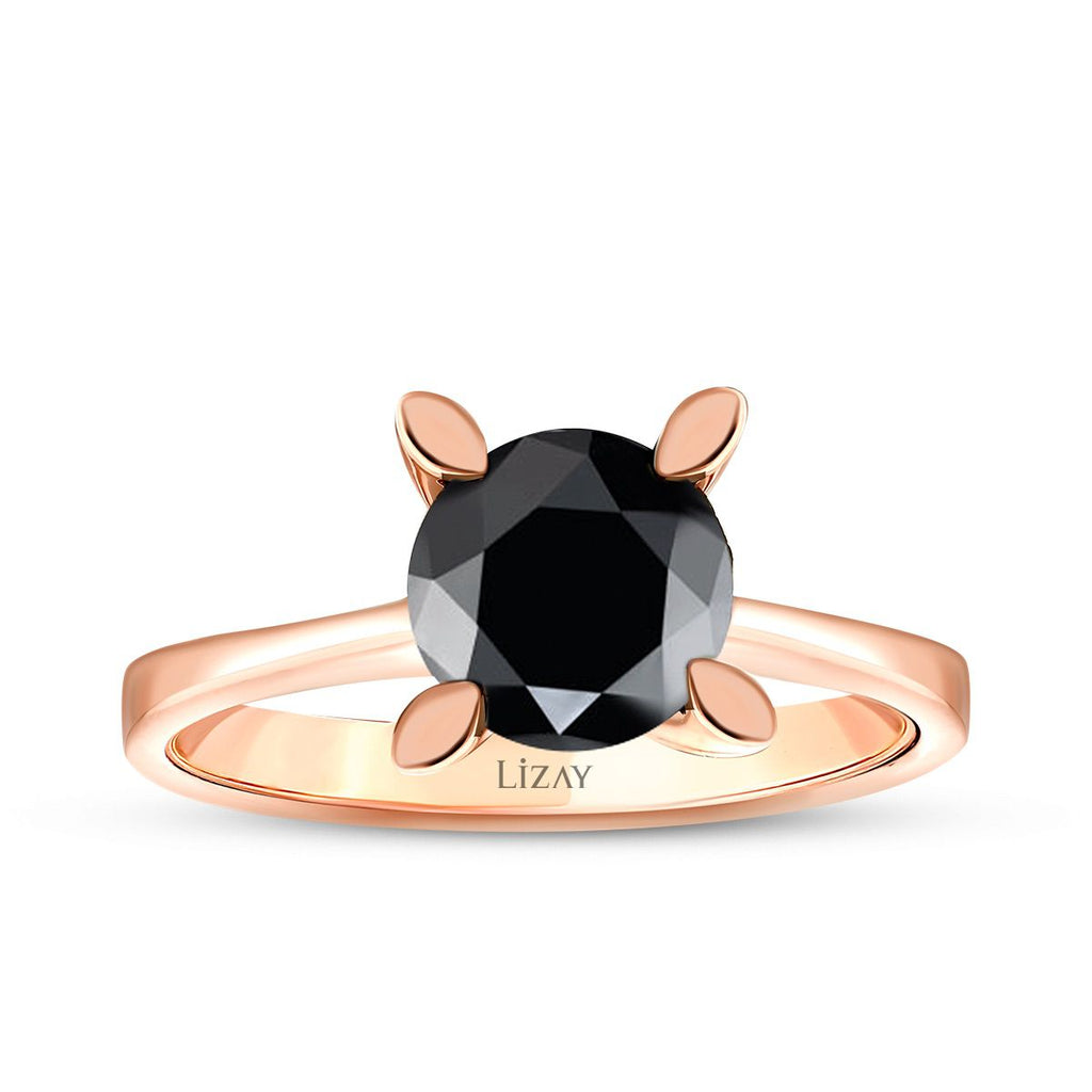 1.26 Karat Schwarz Stein Solitär Ring