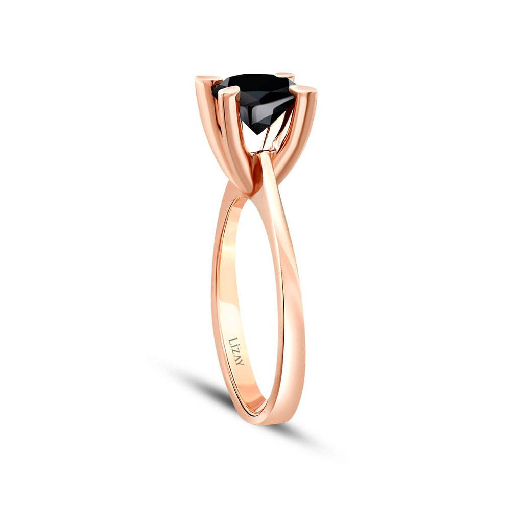 1.26 Karat Schwarz Stein Solitär Ring