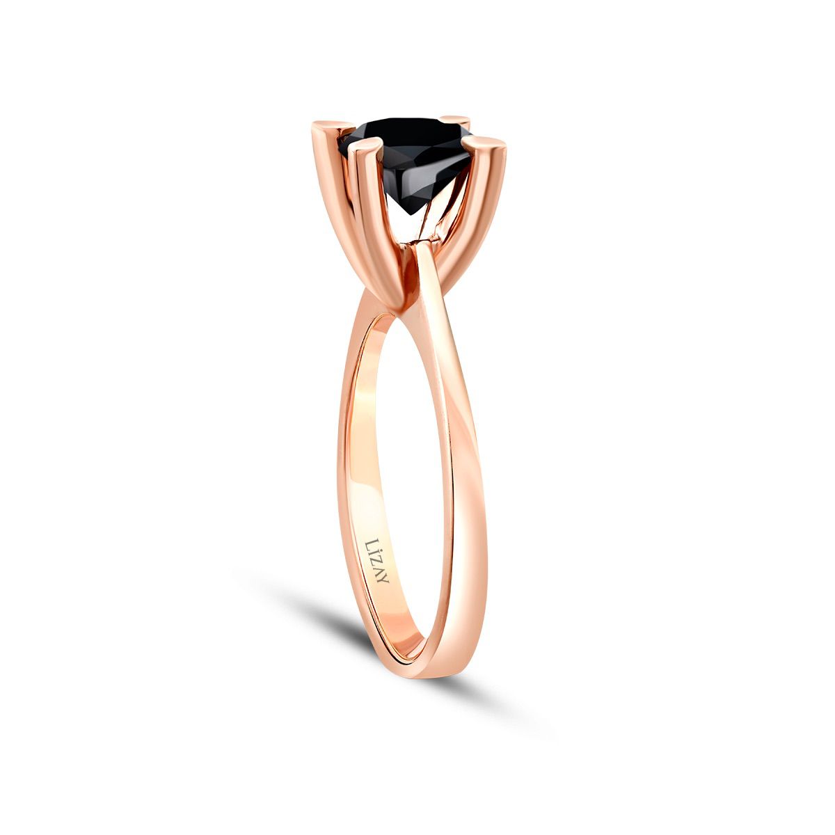 1.26 Karat Schwarz Stein Solitär Ring