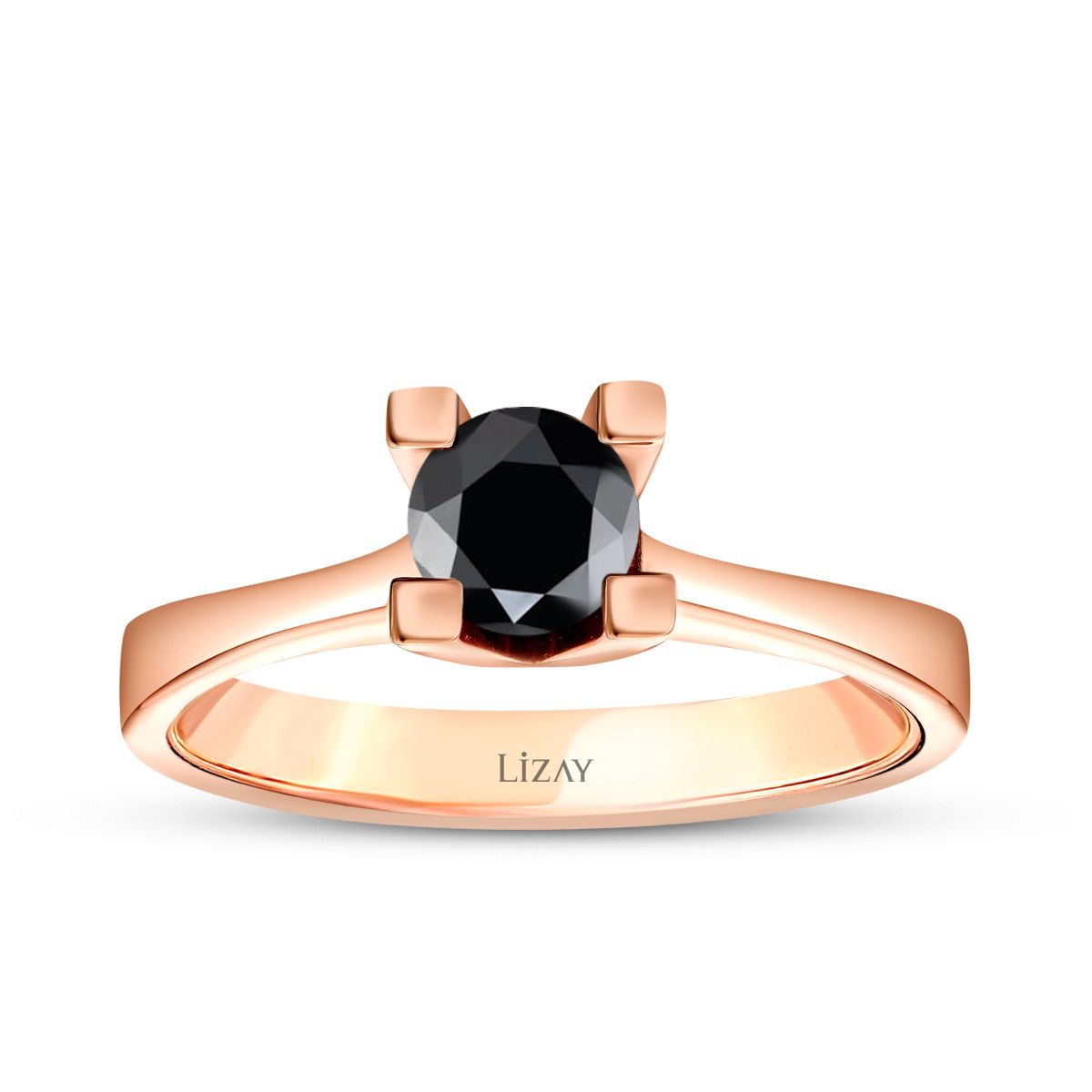 1.34 Karat Schwarz Stein Solitär Ring