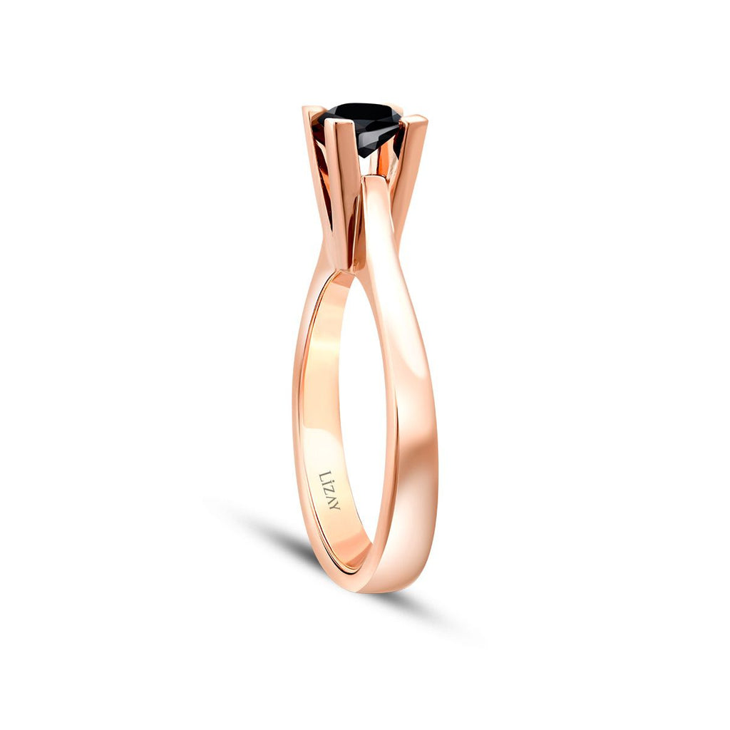 1.34 Karat Schwarz Stein Solitär Ring
