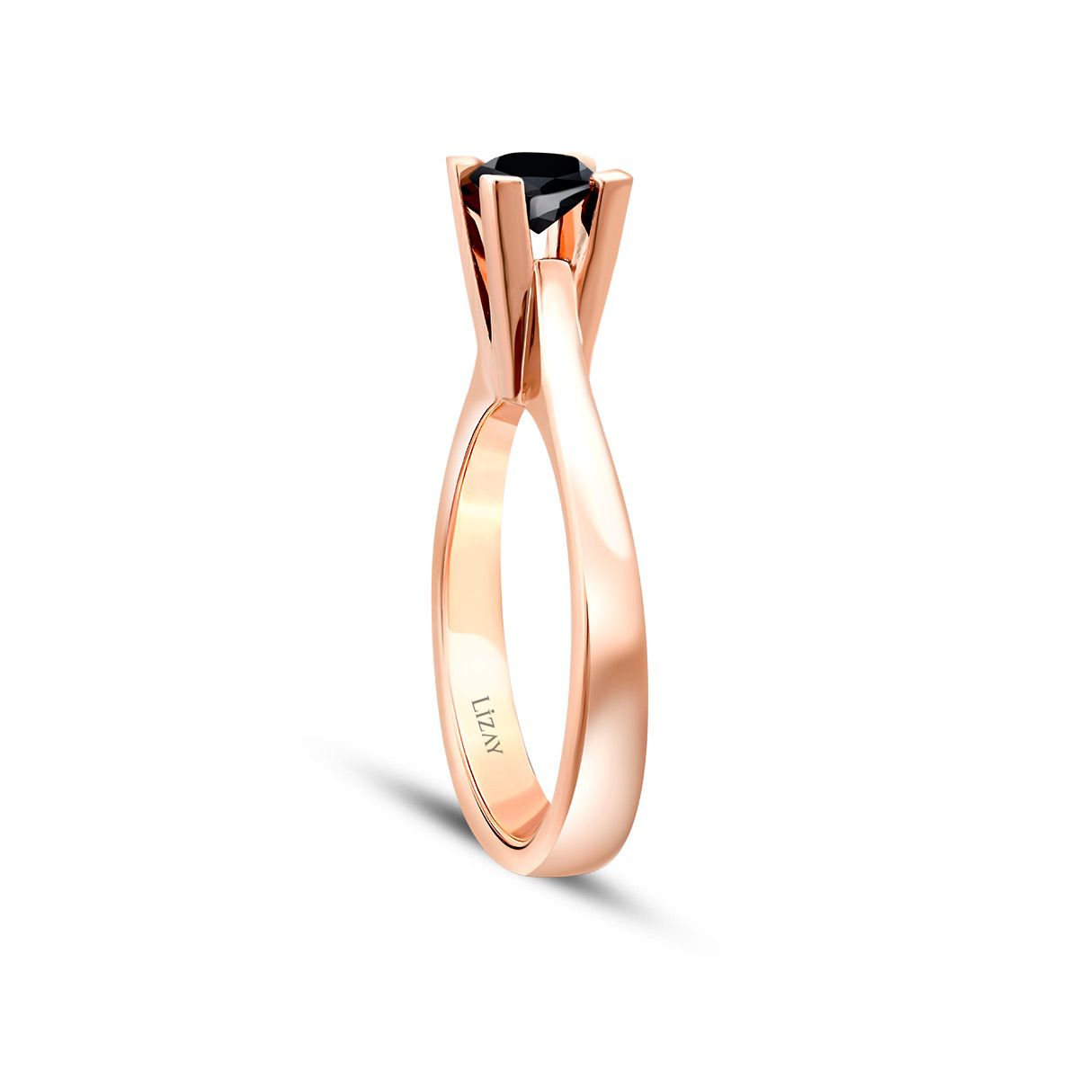 1.34 Karat Schwarz Stein Solitär Ring