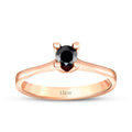 0.23 Karat Schwarz Stein Solitär Ring