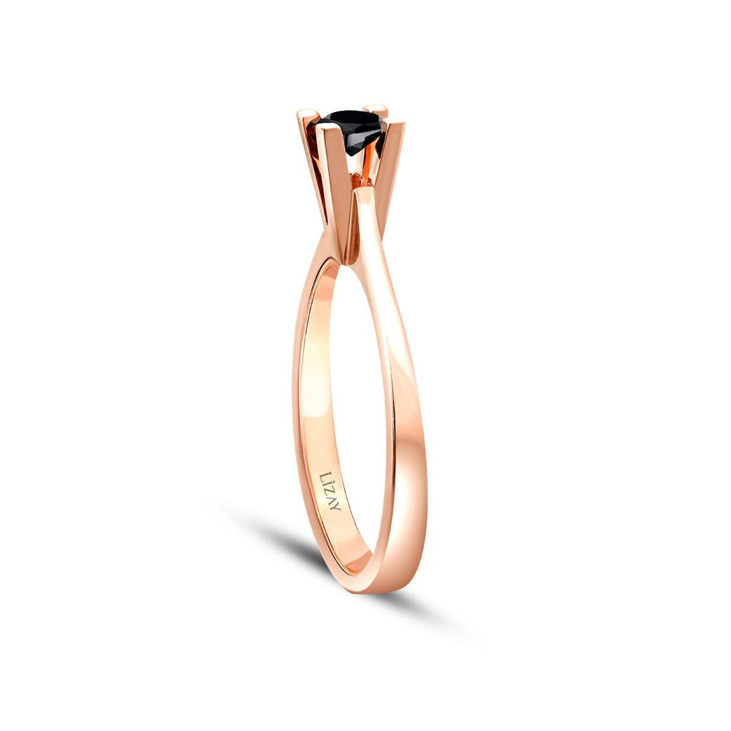0.23 Karat Schwarz Stein Solitär Ring