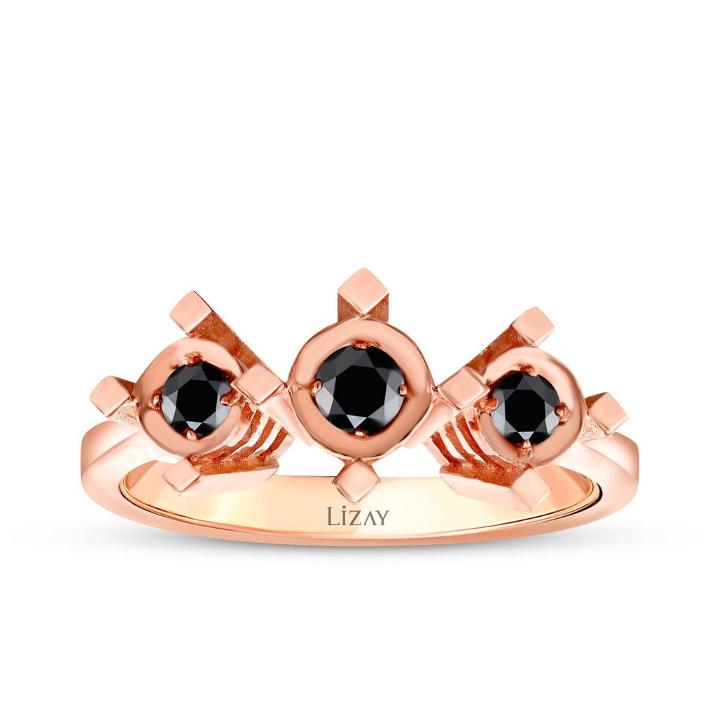 0.13 Karat Schwarz Stein Effect Tria Ring