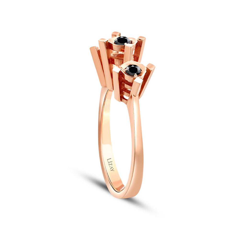 0.13 Karat Schwarz Stein Effect Tria Ring