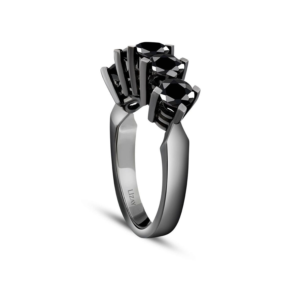 1.55 Karat Schwarz Stein Fünf-Stein Ring