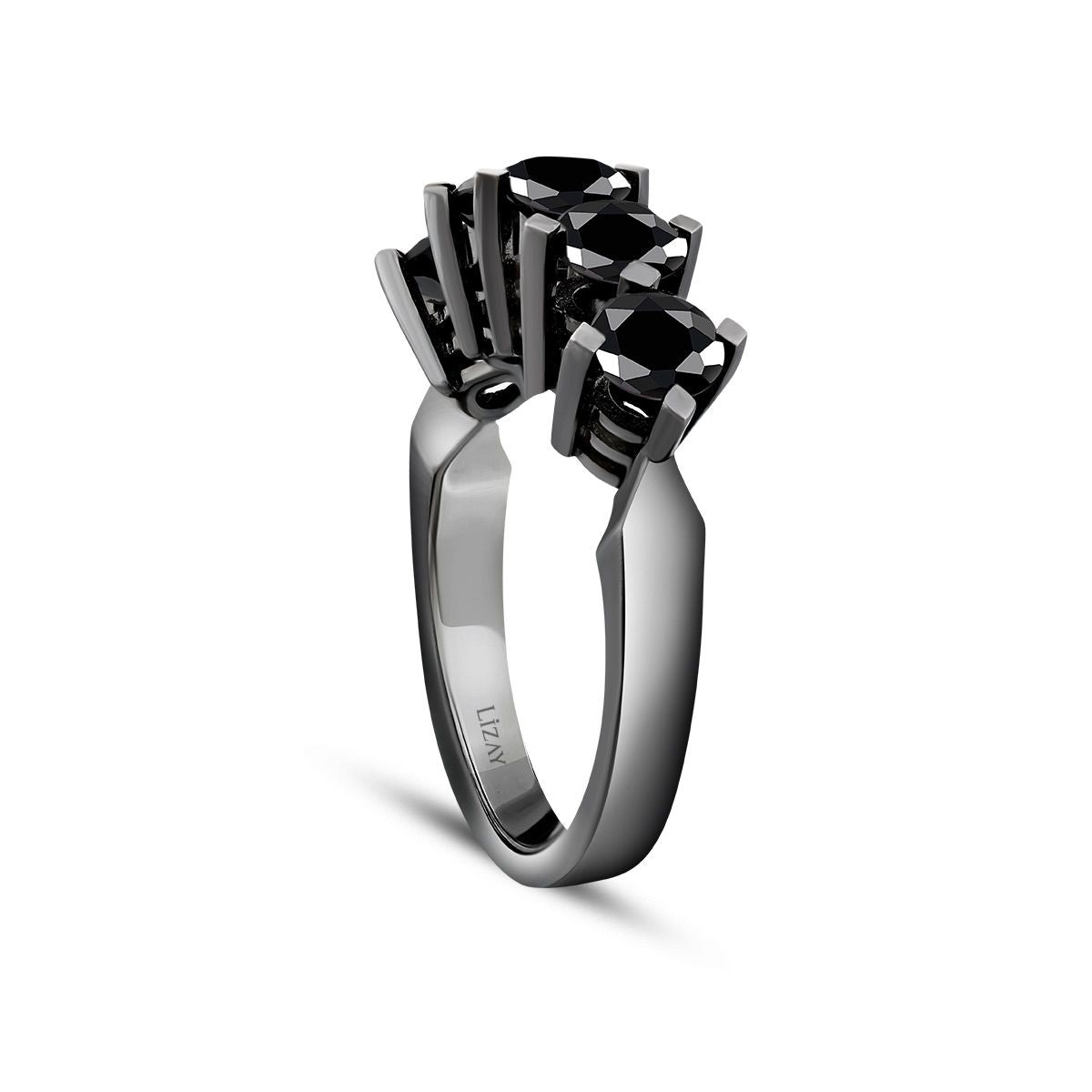 1.55 Karat Schwarz Stein Fünf-Stein Ring