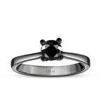0.41 Karat Schwarz Stein Solitär Ring