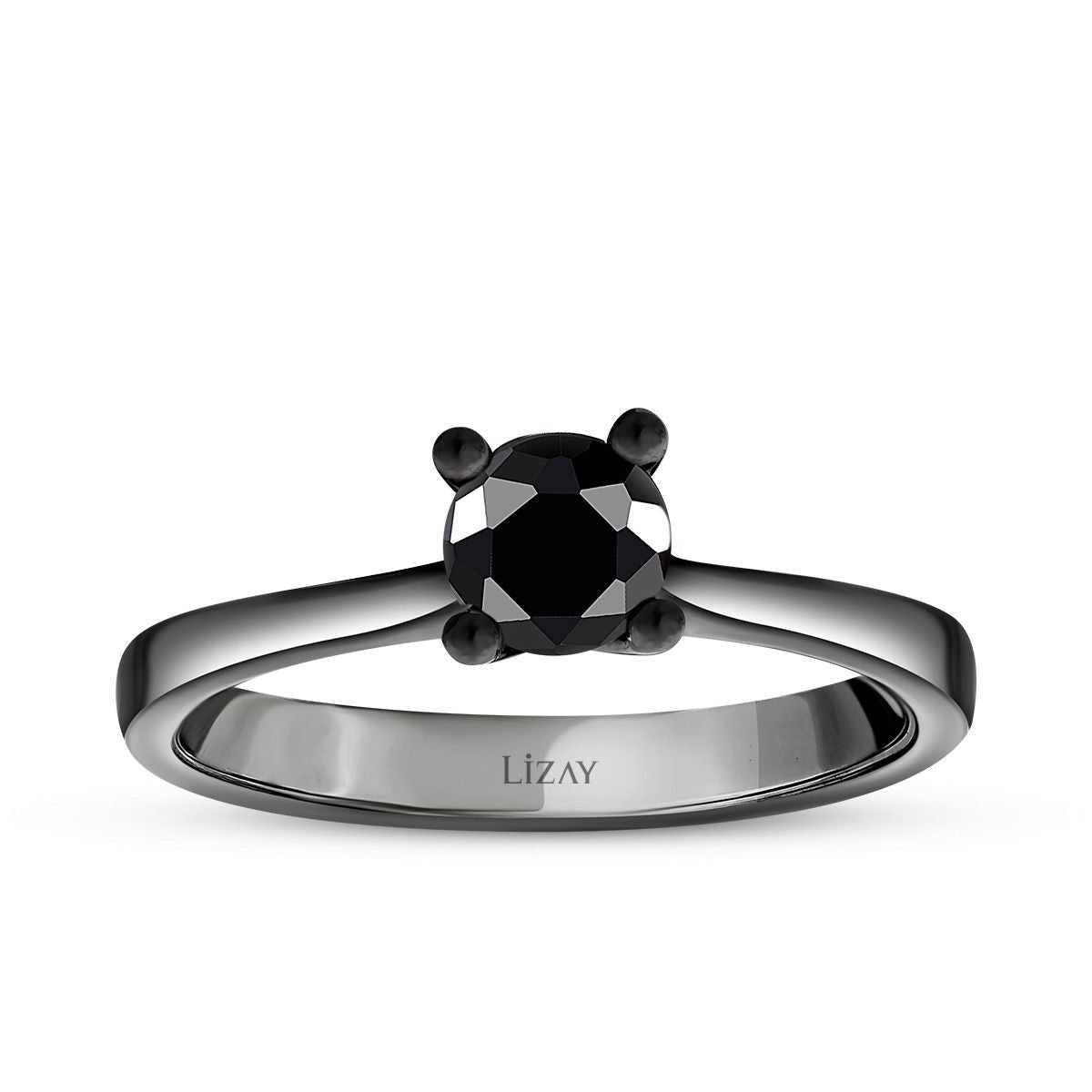 0.41 Karat Schwarz Stein Solitär Ring