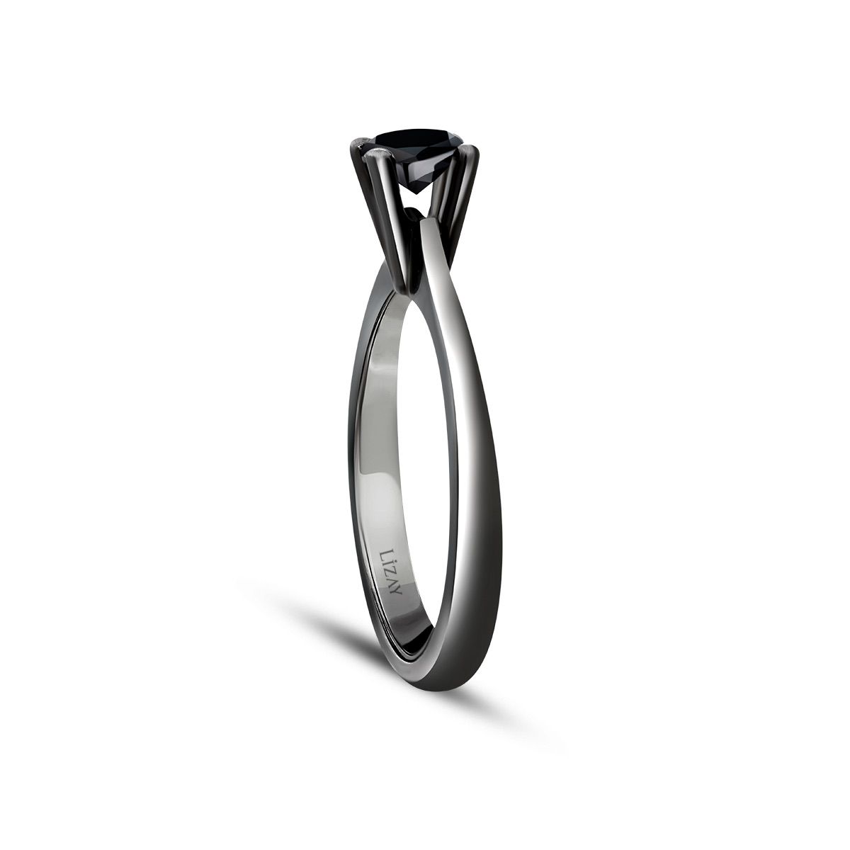 0.41 Karat Schwarz Stein Solitär Ring