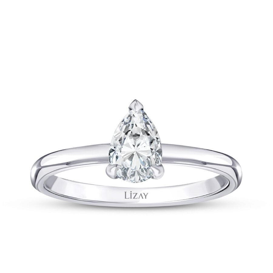 0.10 ct. Diamant Tropfen Solitär Verlobungsring