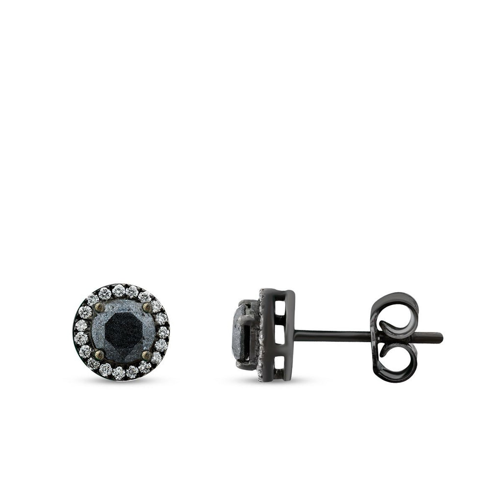 0.73 Karat Diamant Schwarz Stein Ohrringe