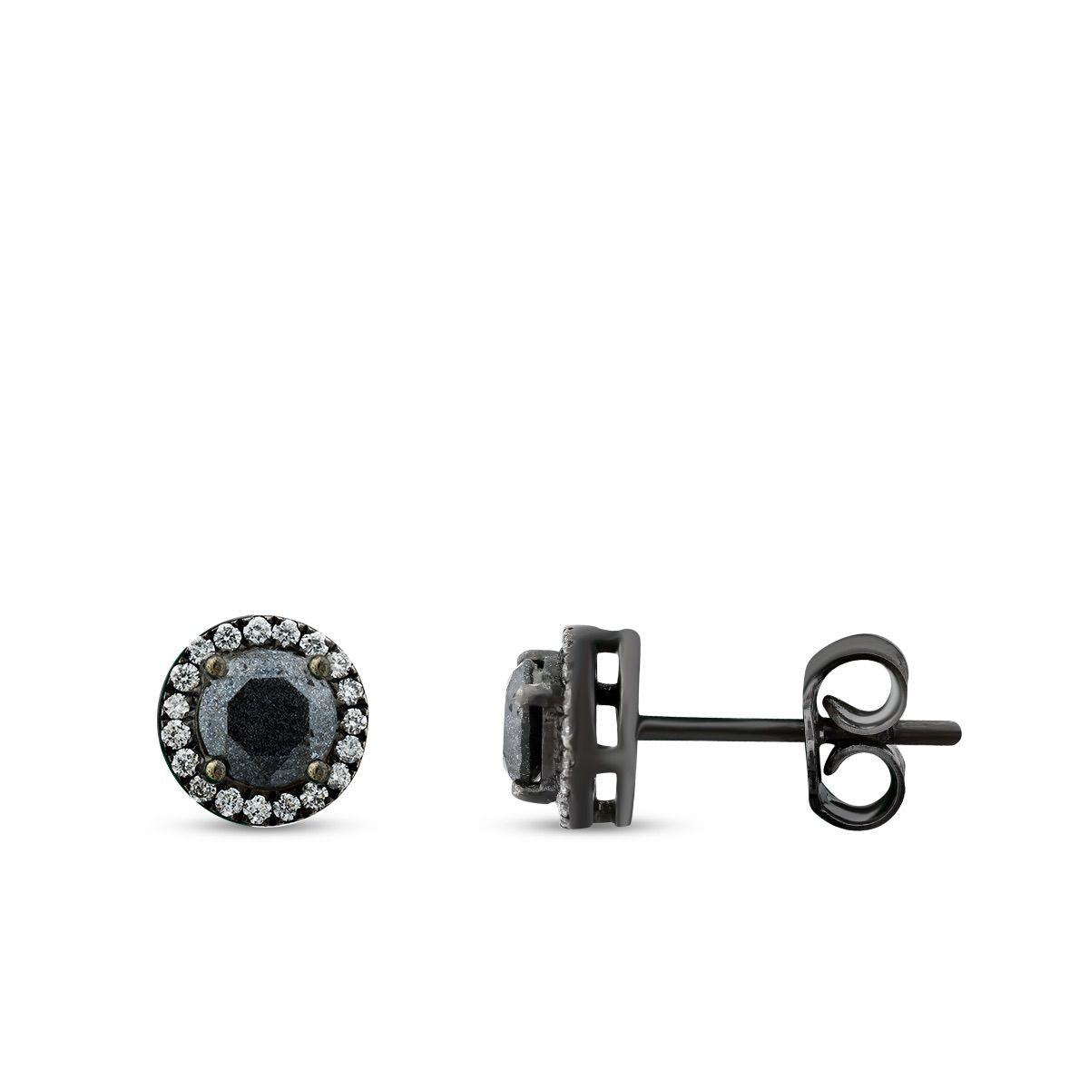 0.73 Karat Diamant Schwarz Stein Ohrringe