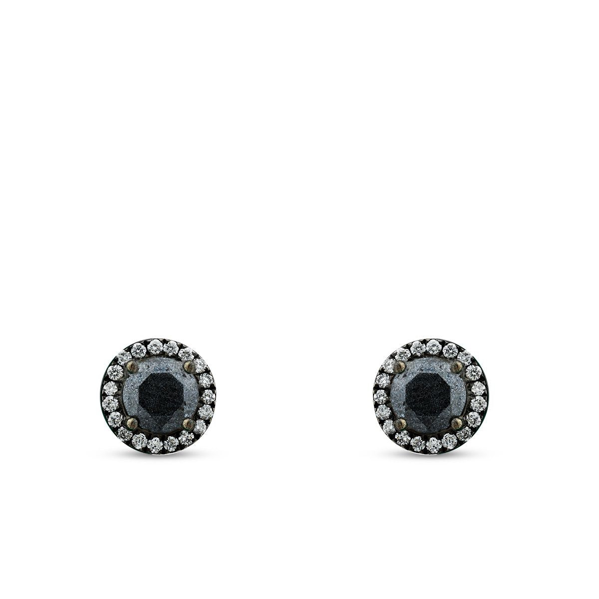 0.73 Karat Diamant Schwarz Stein Ohrringe
