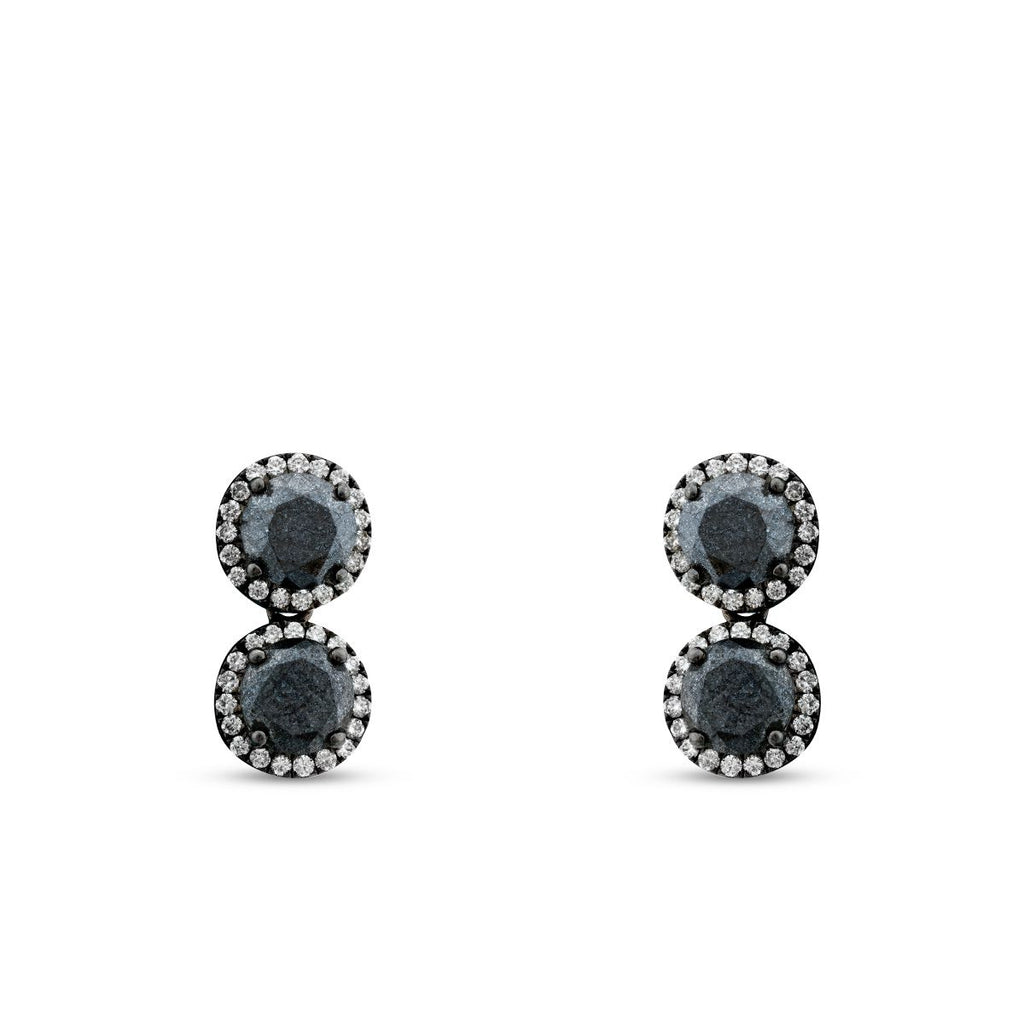 1.85 Karat Diamant Schwarz Stein Ohrringe