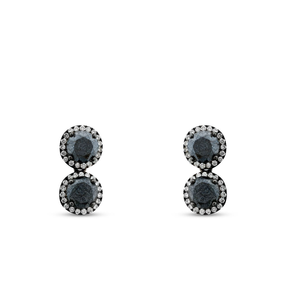 1.85 Karat Diamant Schwarz Stein Ohrringe