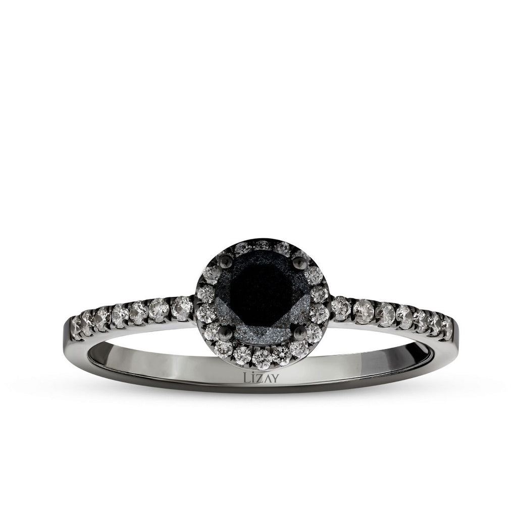 0.47 Karat Diamant Schwarz Stein Ring