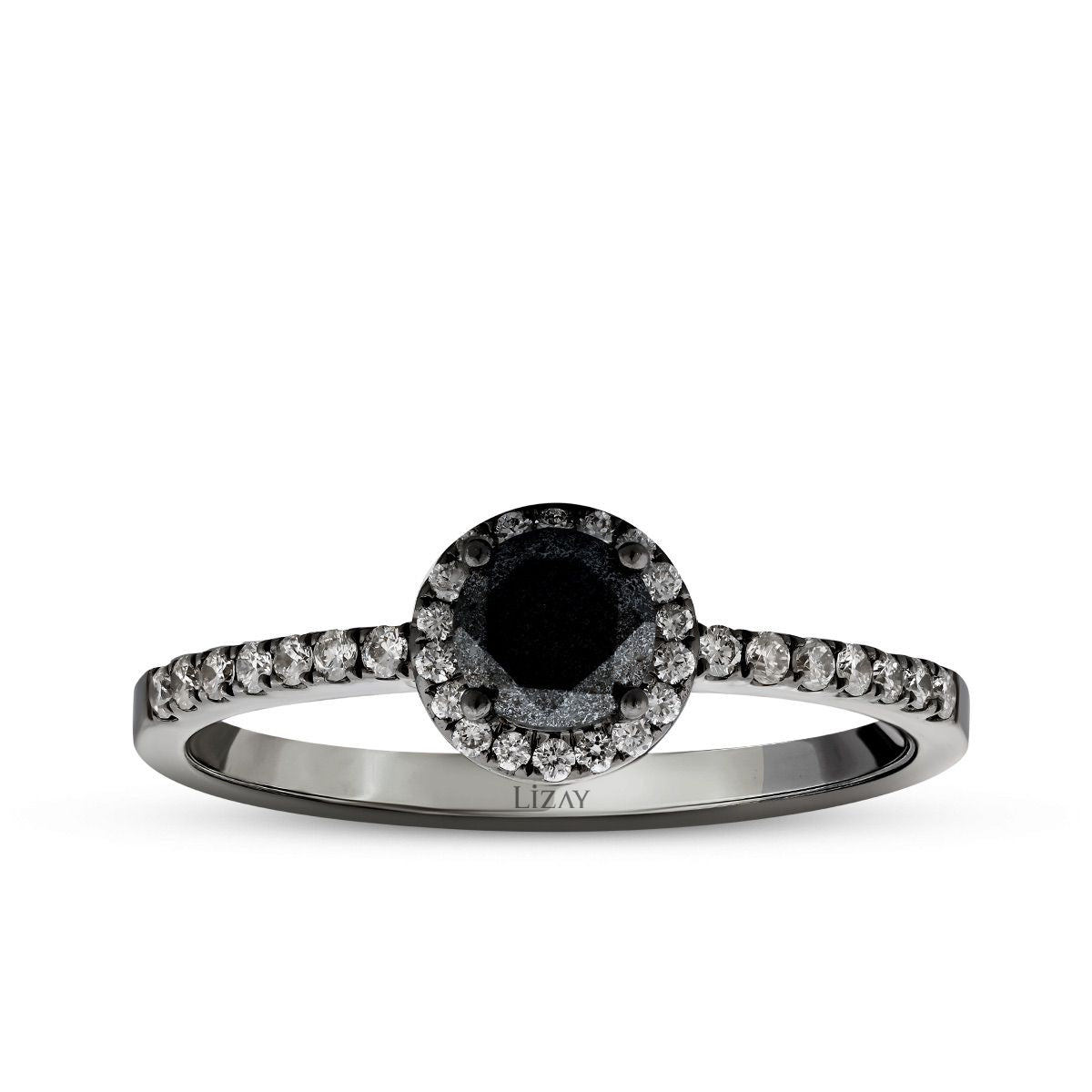 0.47 Karat Diamant Schwarz Stein Ring