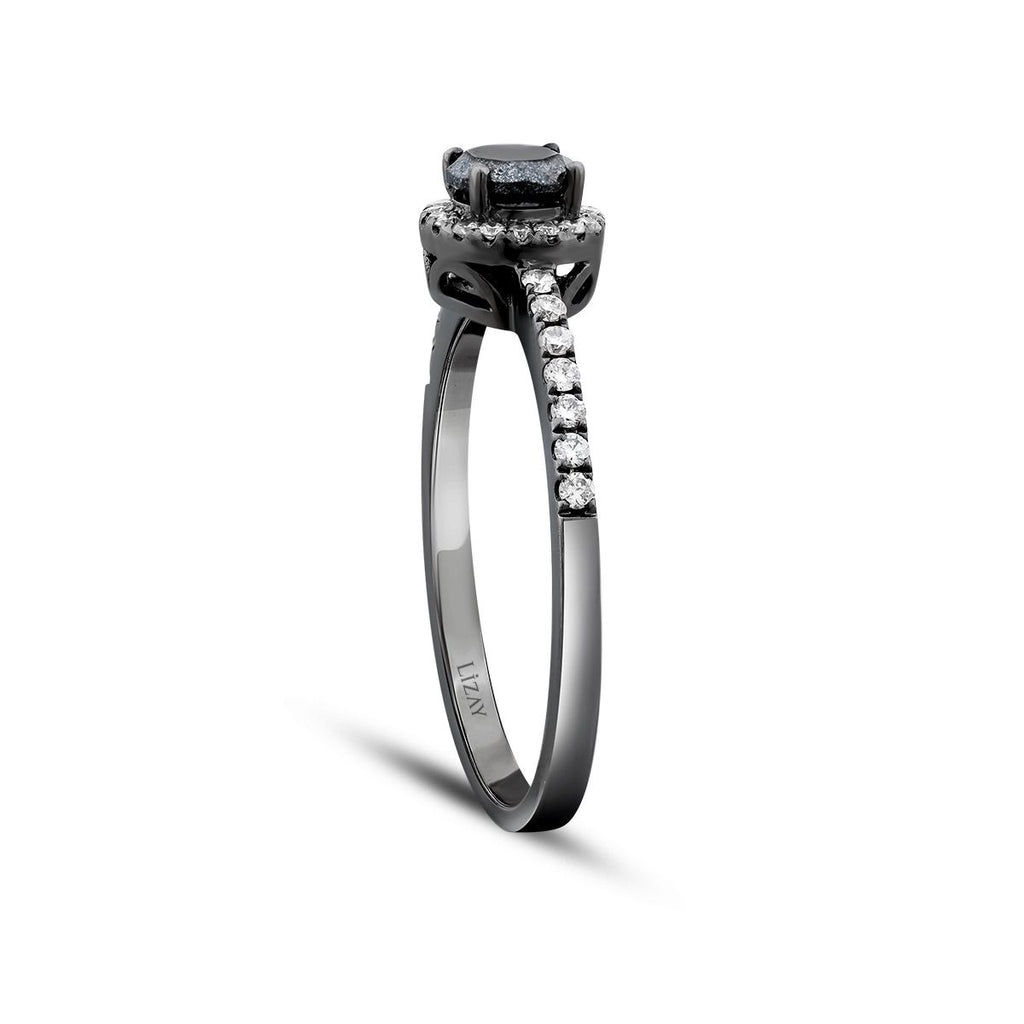 0.47 Karat Diamant Schwarz Stein Ring