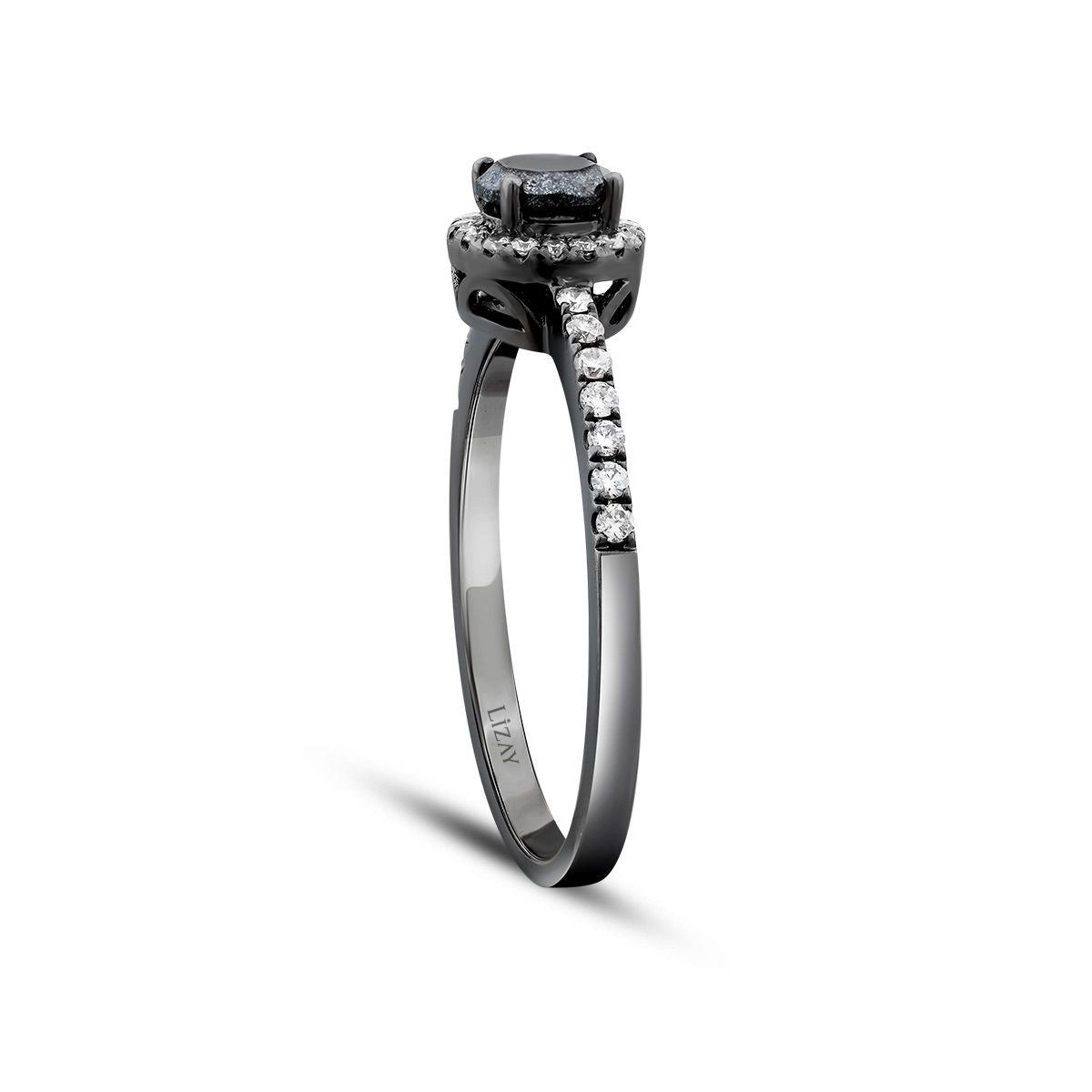 0.47 Karat Diamant Schwarz Stein Ring