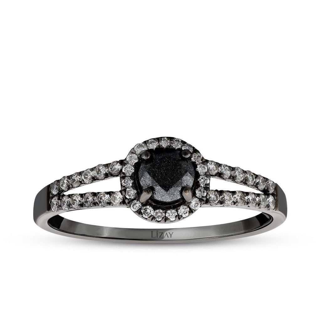 0.58 Karat Diamant Schwarz Stein Ring