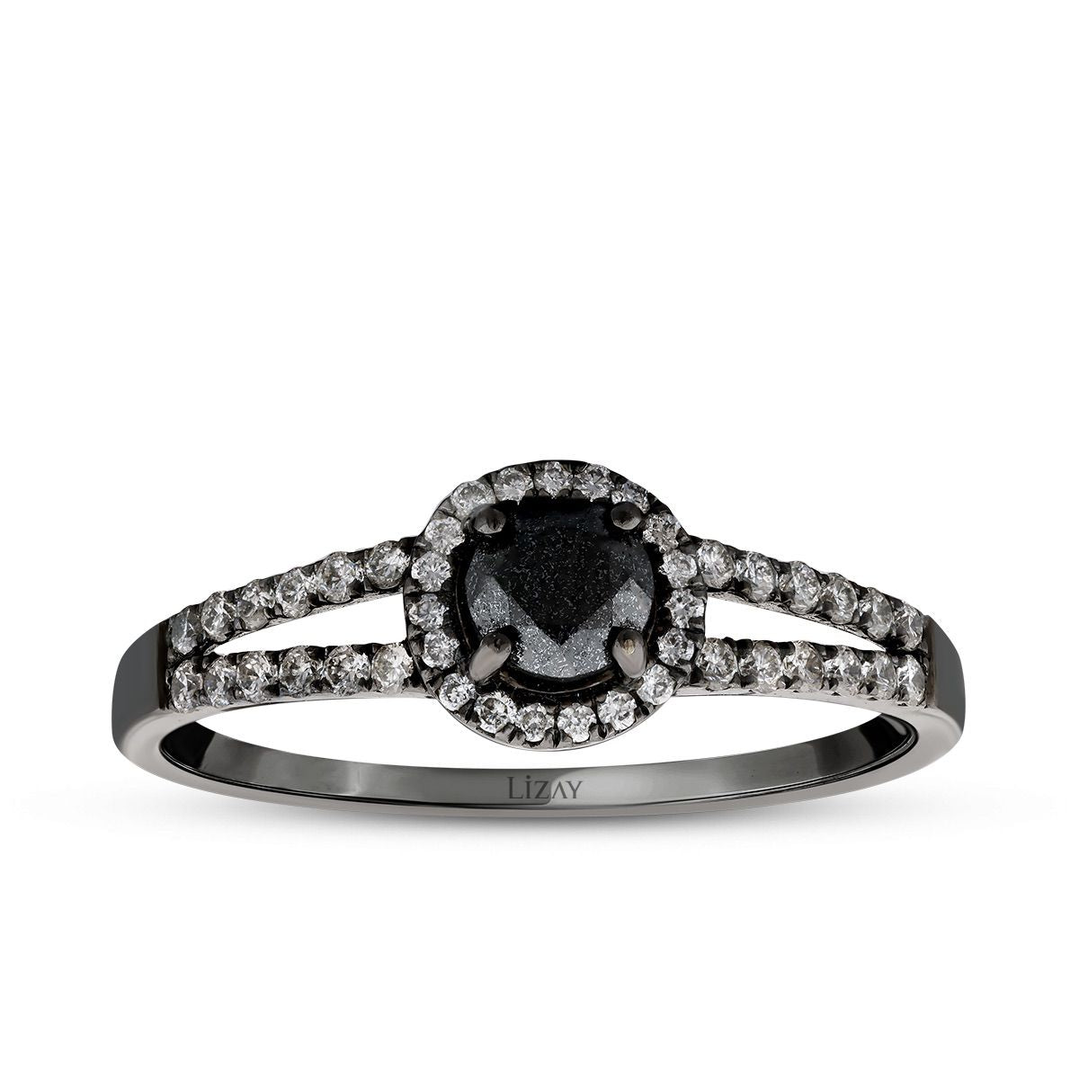 0.58 Karat Diamant Schwarz Stein Ring