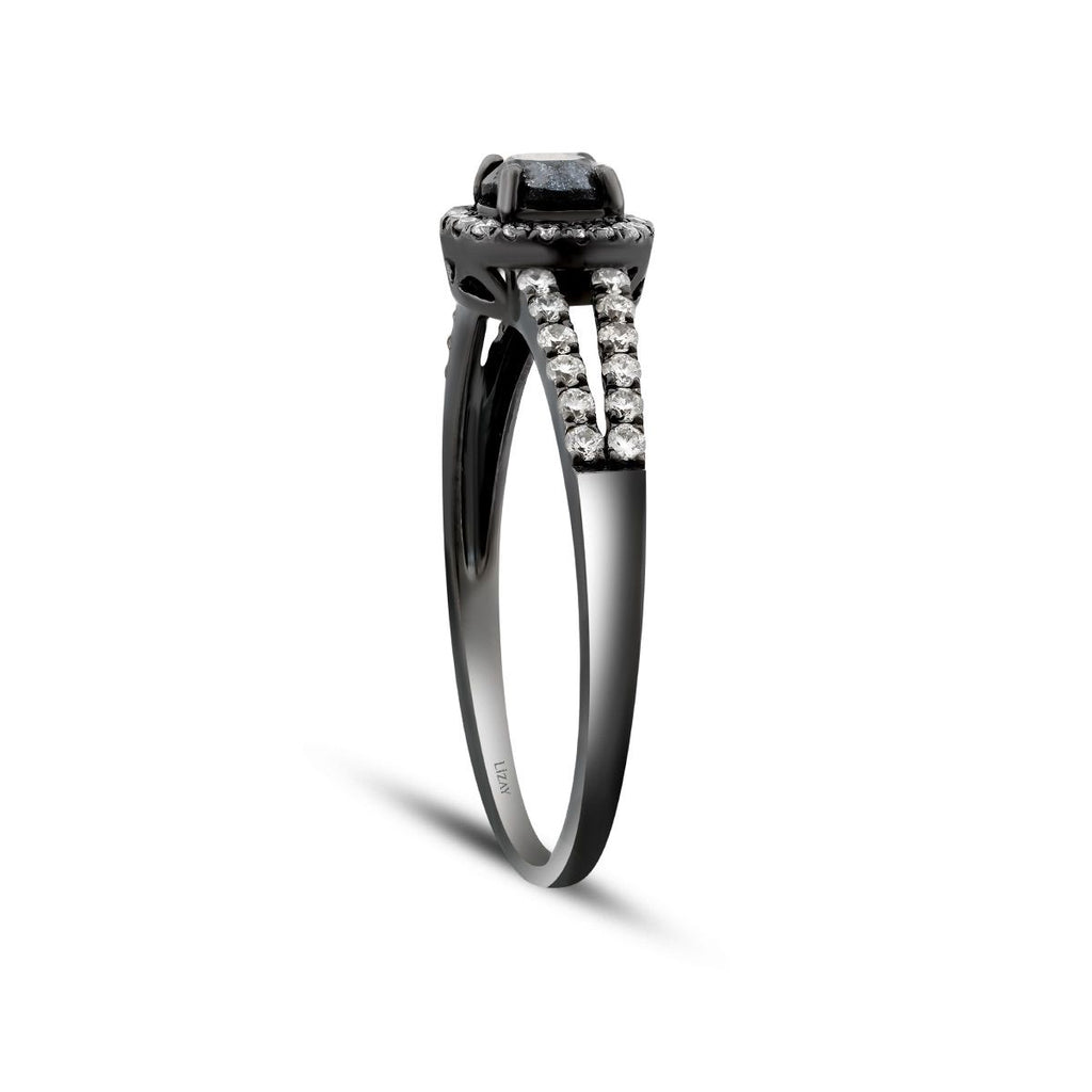 0.58 Karat Diamant Schwarz Stein Ring