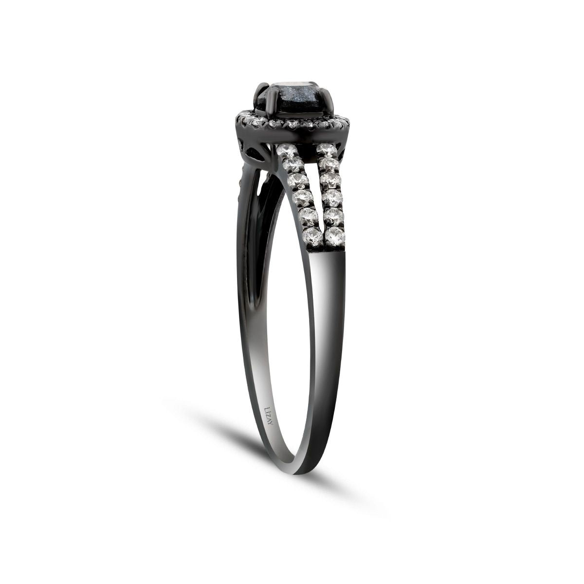 0.58 Karat Diamant Schwarz Stein Ring