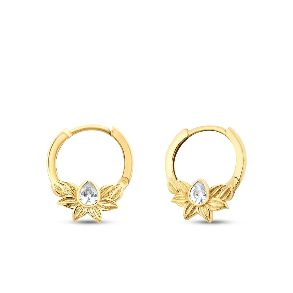 Gold Stein Lotus Creolen